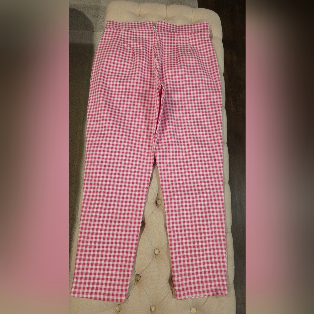 Vixen by Micheline Pitt Pink Gingham Pants - Picture 3 of 4
